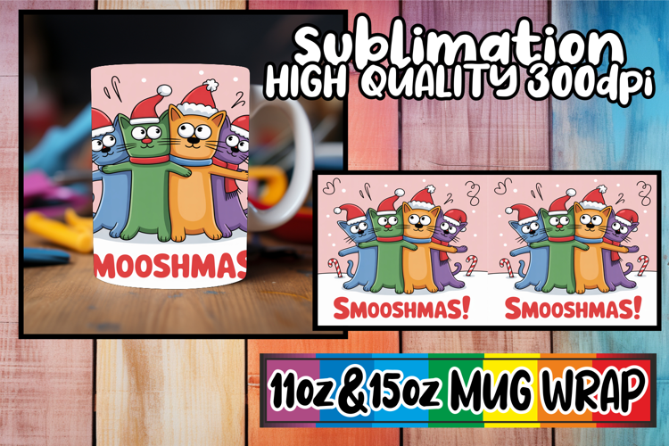 Vibrant hues 11oz 15oz mug wrap, Funny Cat
