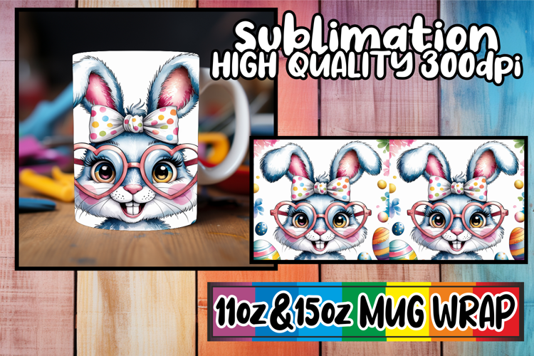 Vibrant joy 11oz 15oz sublimation wrap, Easter Bunny