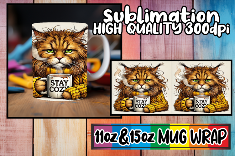 Luminous moments 11oz 15oz sublimation wrap, Grumpy Cat