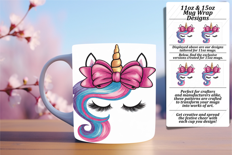 Fun 15oz Mug Wrap Png Template , Unicorn