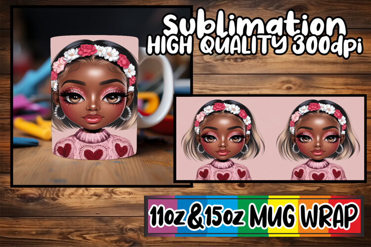 Radiant evenings 11oz 15oz sublimation wrap, Afro Girl example image 1