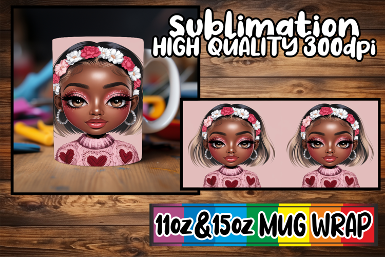 Radiant evenings 11oz 15oz sublimation wrap, Afro Girl