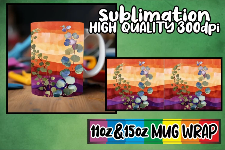 Vintage Floral Charm: Mug Wrap Sublimation
