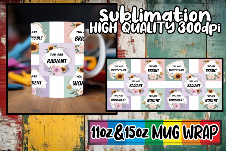 Radiant dreams 11oz 15oz mug wrap, Quote
