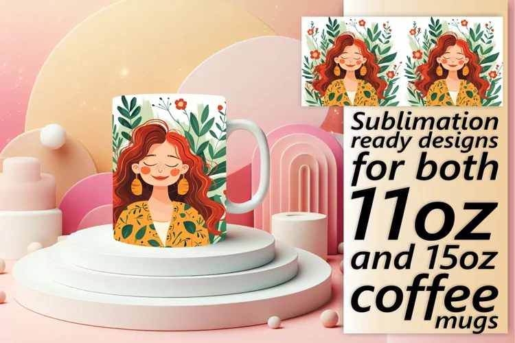Watercolor Flower Portrait Mug Wrap Design 11oz/15oz