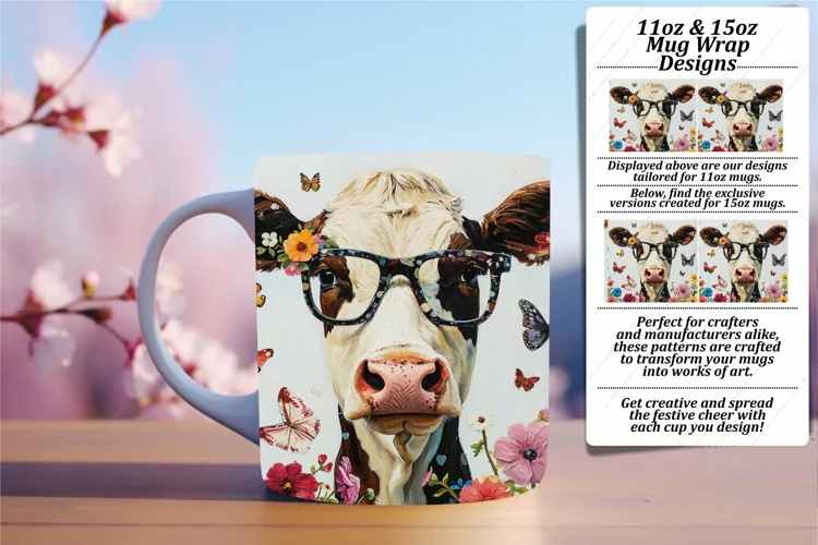 Vibrant Bovine Charm Mug Wrap