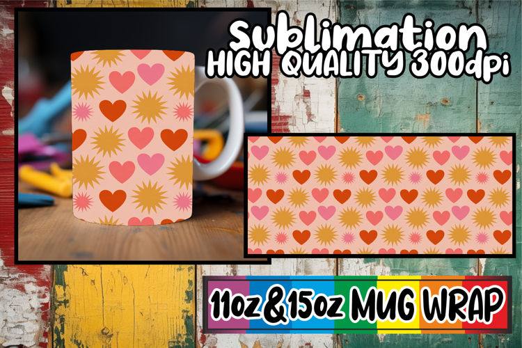 Radiant love 11oz 15oz sublimation wrap, Valentines Pattern