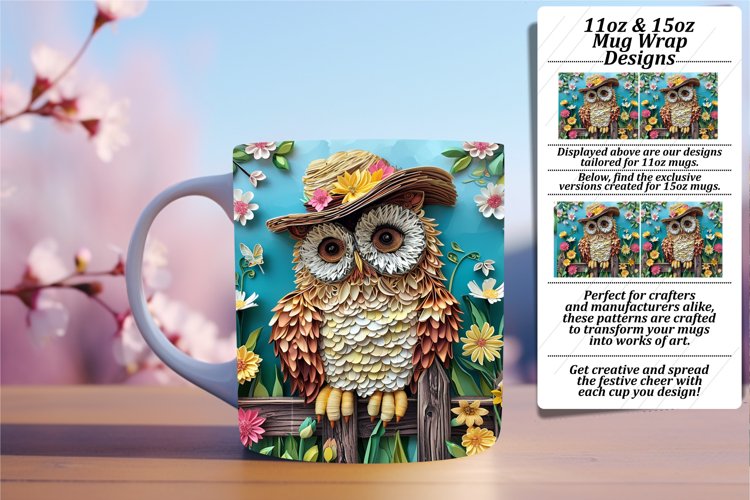 Whimsical Owl-themed Sublimation Art