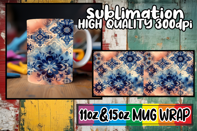 Exquisite charm 11oz 15oz mug wrap, Watercolor Pattern