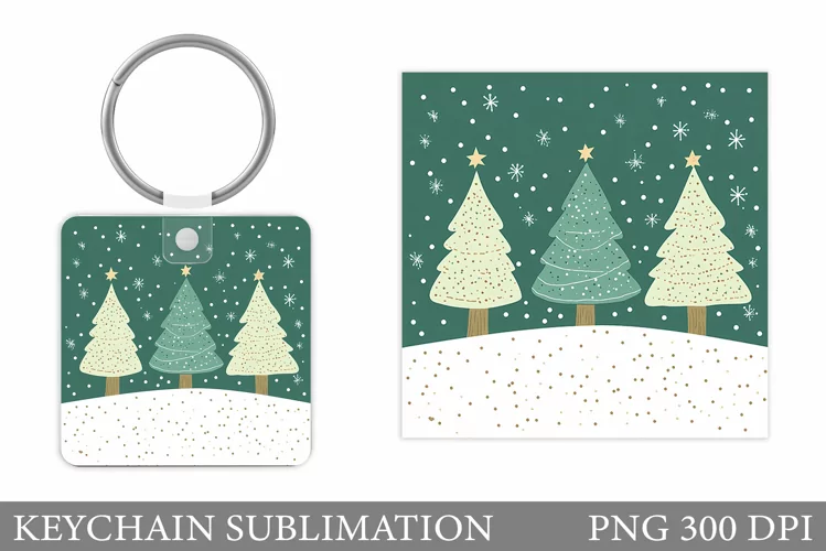 Christmas Tree Keychain. Christmas Keychain Sublimation