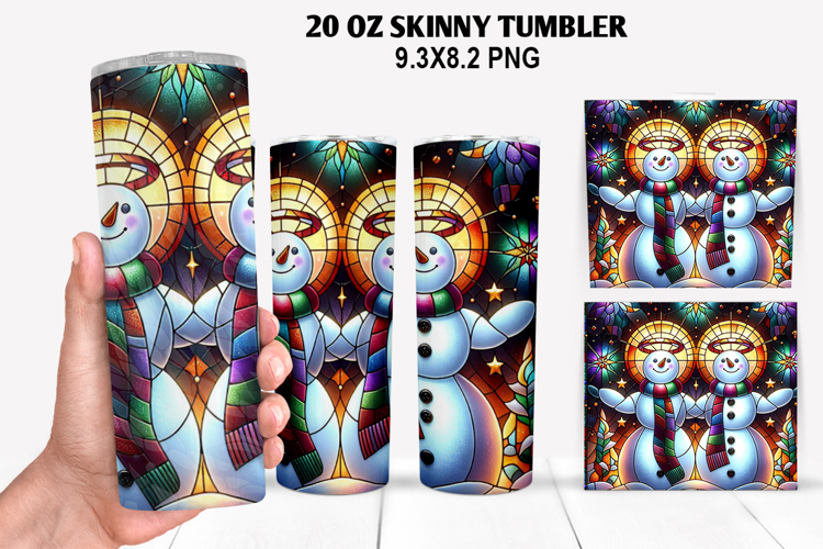 Snowman Skinny Tumbler 20oz Wrap Design, Christmas Tumbler