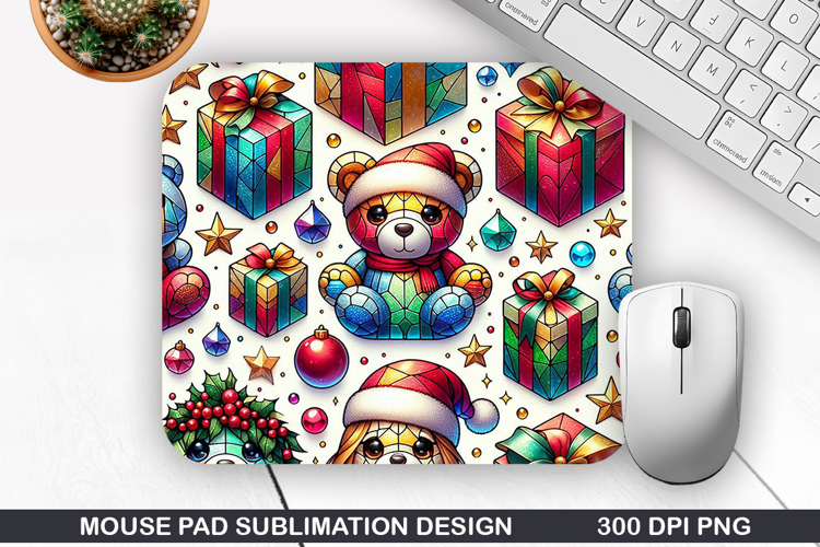 Bear Mouse Pad Sublimation, Christmas Mouse Pad PNG Design