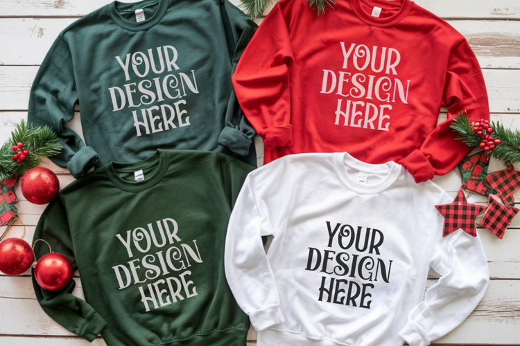 Christmas Family Matching Group Flat Lay Mockup