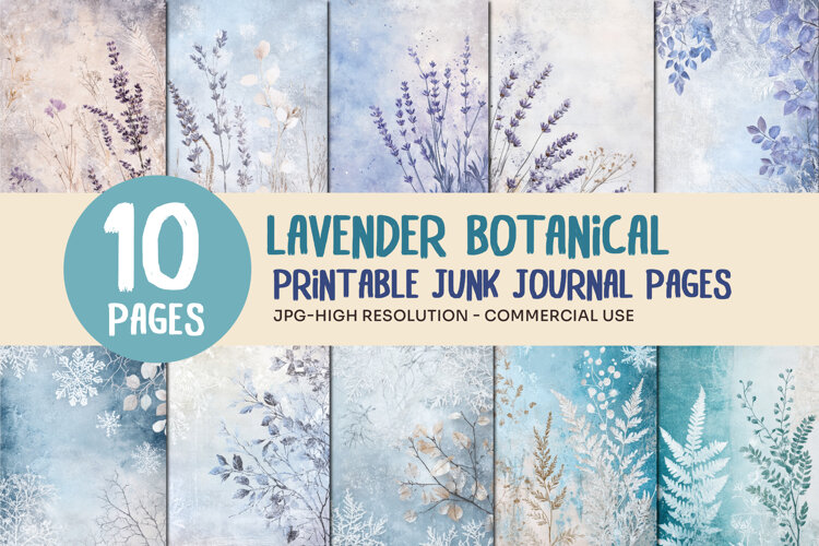 Lavender Botanical Junk Journal Pages example image 1