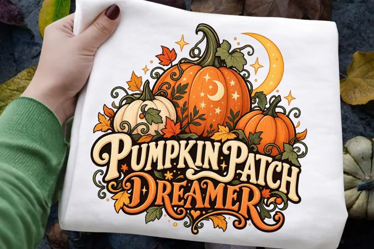 Pumpkin Patch Dreamer PNG, Cozy Autumn Pumpkin & Moon Design