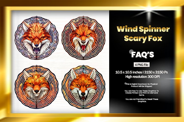 Scary Fox Wind Spinner Sublimation Wind Spinner Sublimati example image 1