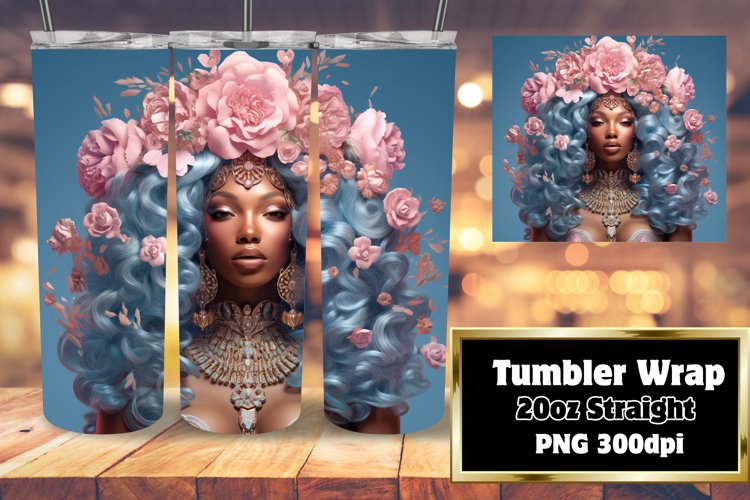 3D Portrait of Black Woman Tumbler Wrap 20oz