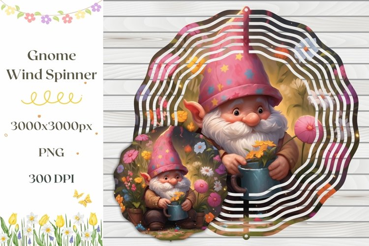Garden Gnome Wind Spinner Design, Spring Wind Spinner PNG