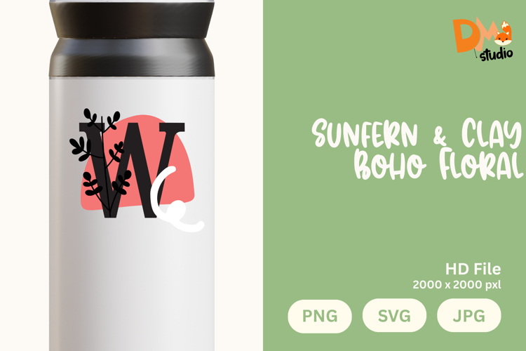 Sunfern   Clay Boho Floral Monogram