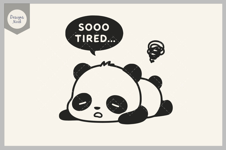 Funny Tired Panda SVG, Exhausted Panda Cut File example image 1