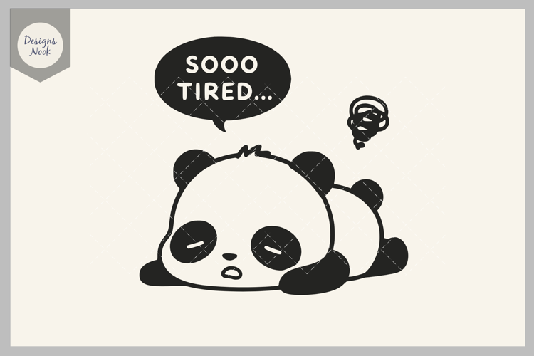 Funny Tired Panda SVG, Exhausted Panda Cut File