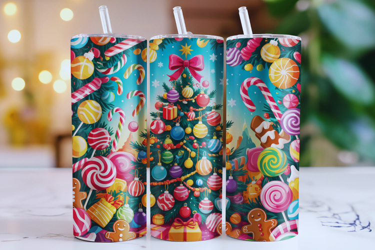 Merry Christmas Tree Tumbler Wrap | Christmas Wrap