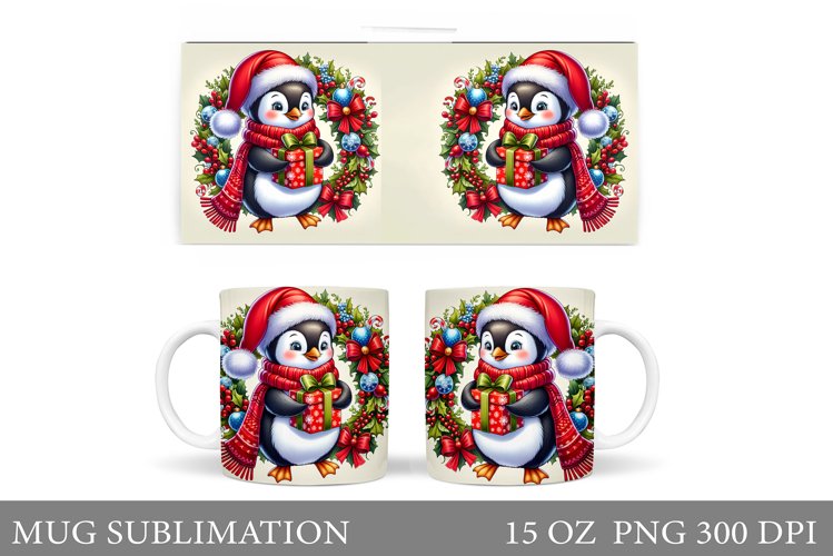 Christmas Penguin Mug Design. Christmas Mug Sublimation example image 1