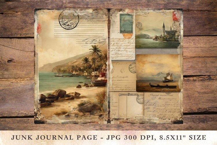 Printable Junk Journal Pages postcard travel 2