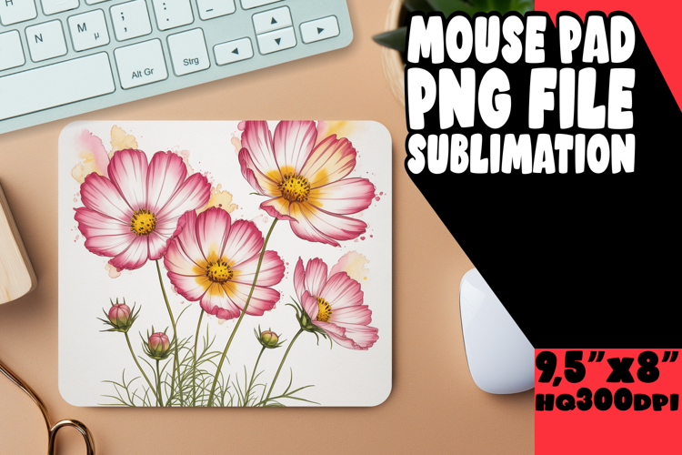 Whimsical Mouse Pad Design Sublimation, Flowers
