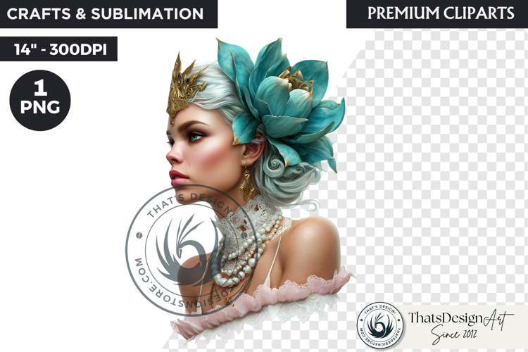 Royal Lotus Princess Fantasy Goddess Floral Clipart