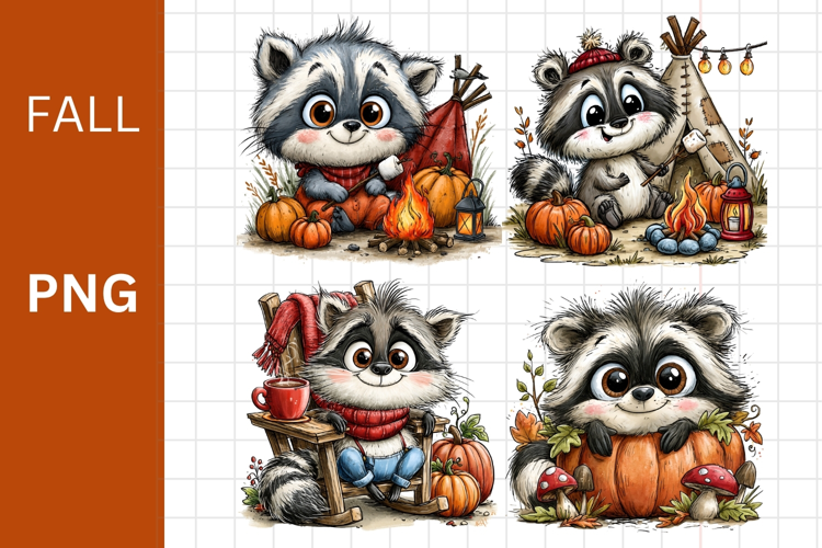 Fall PNG, Raccoon PNG, Halloween PNG,