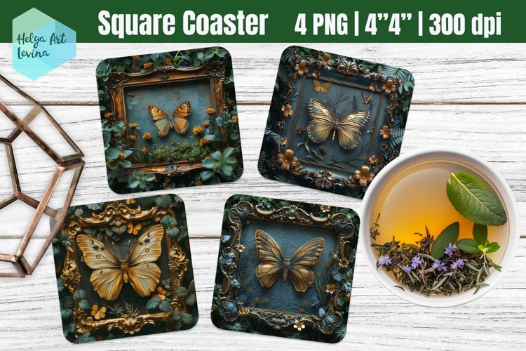 3D Butterfly Square Coaster Sublimation