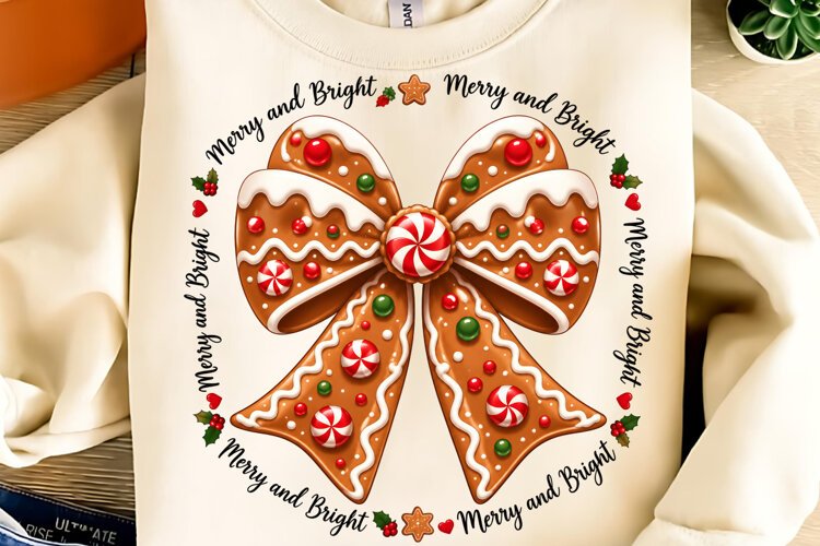 Merry and Bright PNG, Christmas Bow PNG, Funny Christmas PNG example image 1