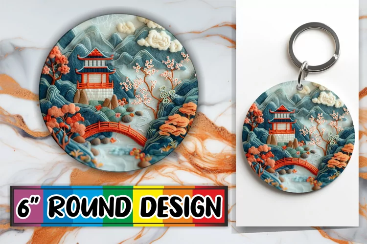 Beauty in 3D Sublimation Circle Kaychain Spring Design