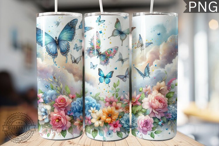 Butterflies Tumbler Sublimation - Tumbler PNG Design