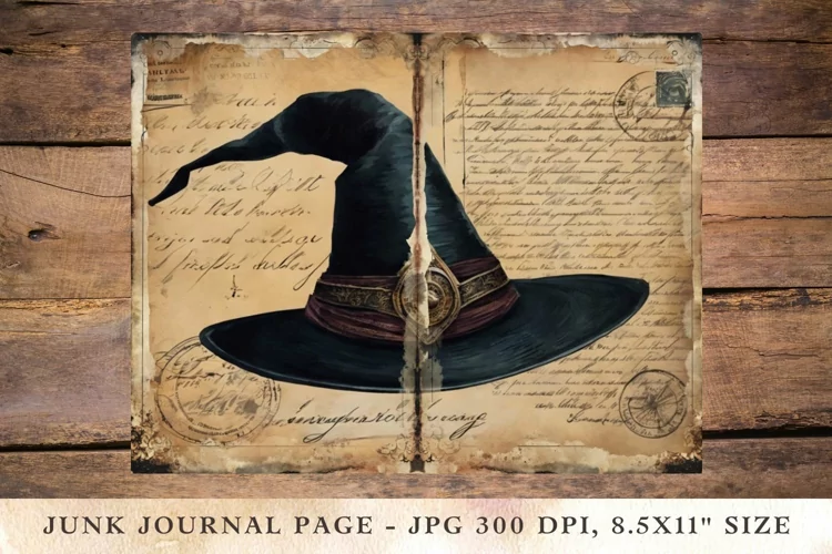 Printable Junk Journal Pages halloween witch hat 4