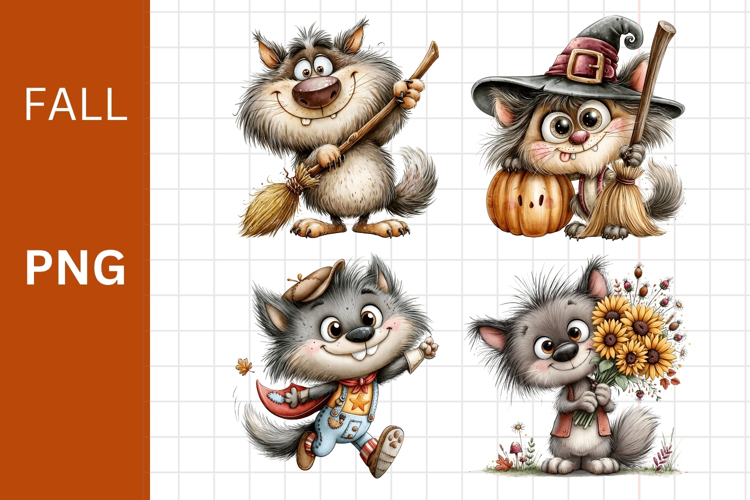 Fall PNG, Halloween PNG, Wolf PNG,