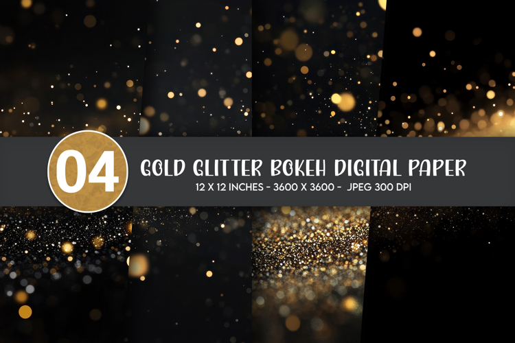 Gold Glitter Bokeh Digital Paper