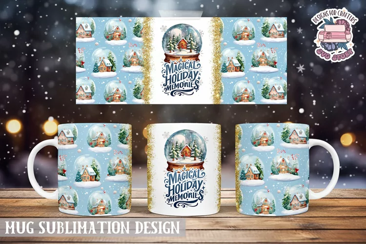 Christmas Mug Wrap Sublimation Magical holiday Memorie Quote