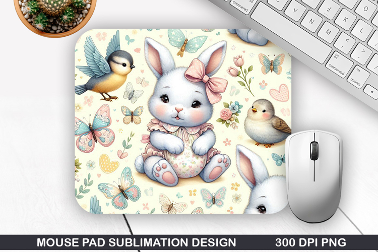 Bunny Mouse Pad Sublimation, Easter Bunny Mouse Pad PNG