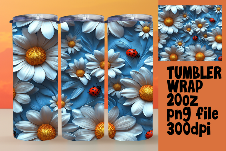 Sublimation Artwork for 20oz Tumbler , 3D Flower