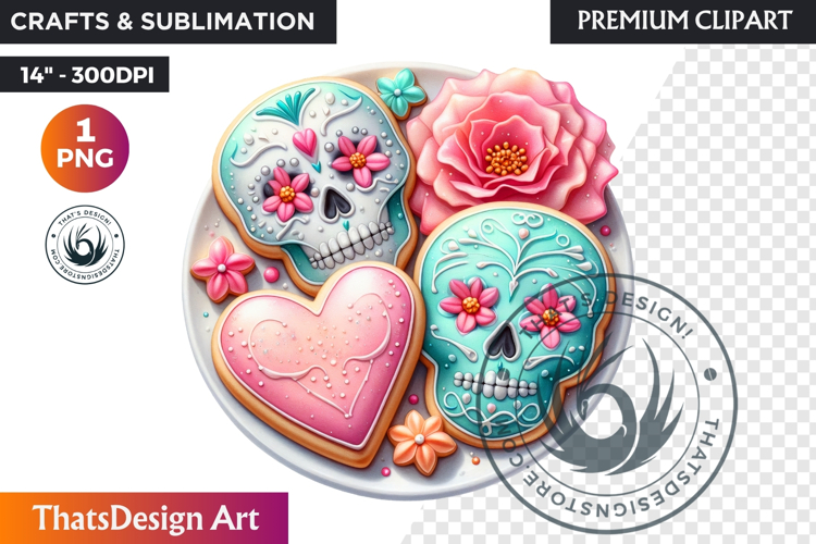 Pastel Floral Day of the Dead Clipart PNG,sugar skull design