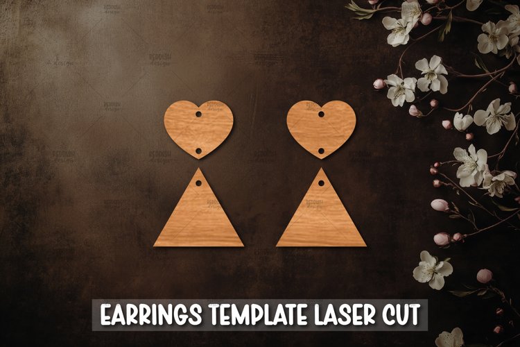 Valentine Heart Template earrings SVG I Laser Cut Files