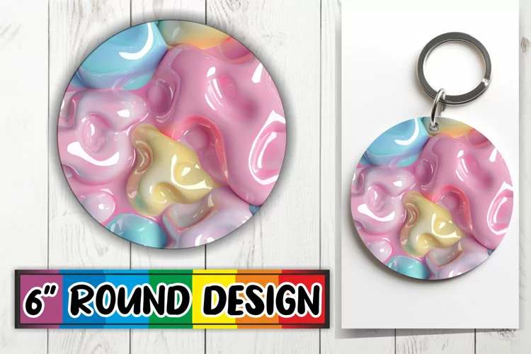Artistic Abstract 3D Puff Round Sublimation Designs