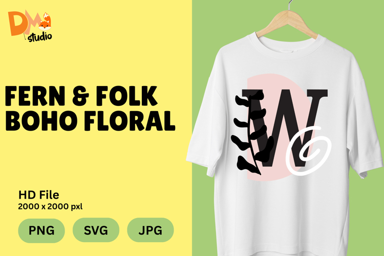 Fern   Folk Boho Floral Monogram