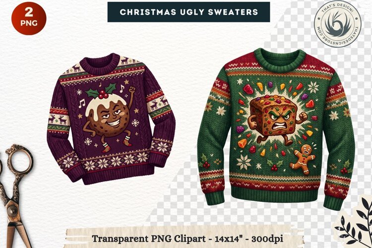 Christmas Ugly Sweaters Clipart Holiday Winter Sweater PNG example image 1