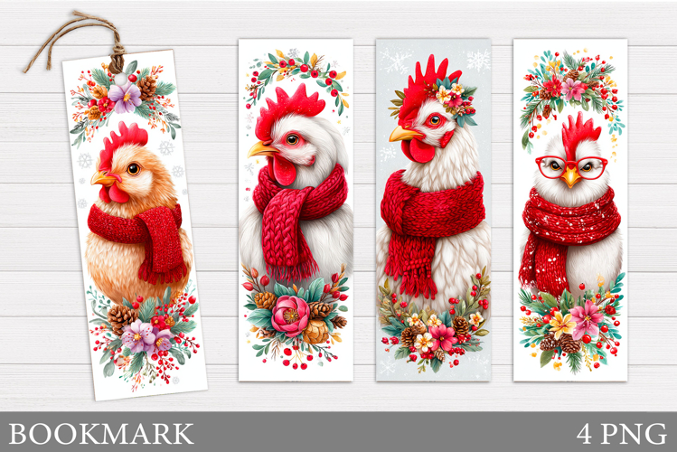 Christmas Chicken Bookmark. Christmas Bookmark Printable