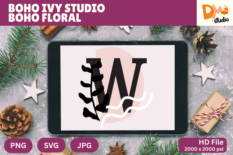 Boho Ivy Studio Boho Floral Monogram