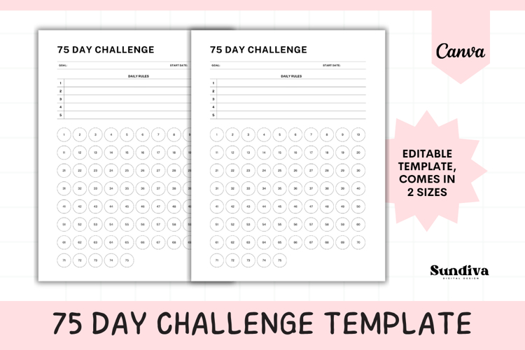75 Day Challenge Editable Template 1
