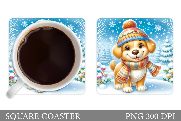 Christmas Dog Coaster. Christmas Coaster Sublimation